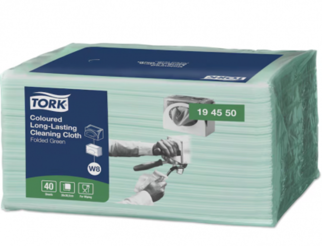 Tork W8 Green Long-Lasting Cleaning Cloth
